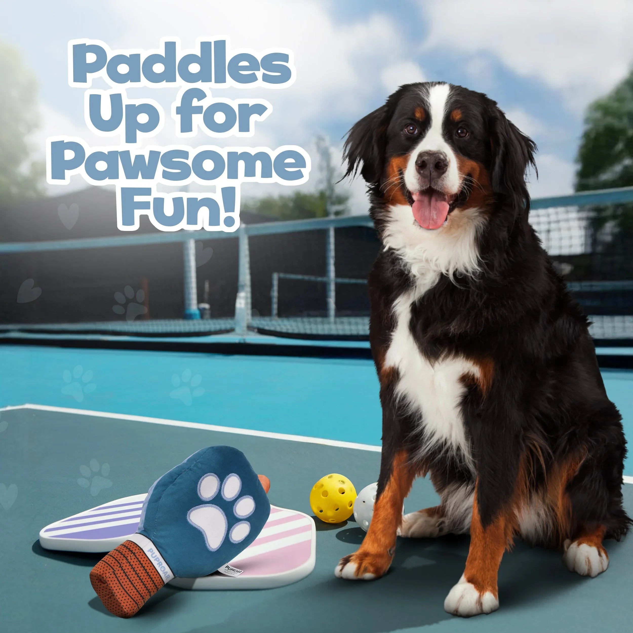 Pickleball Paddle Squeaky Crinkle Dog Toy 4 - MiniPaw Luxe