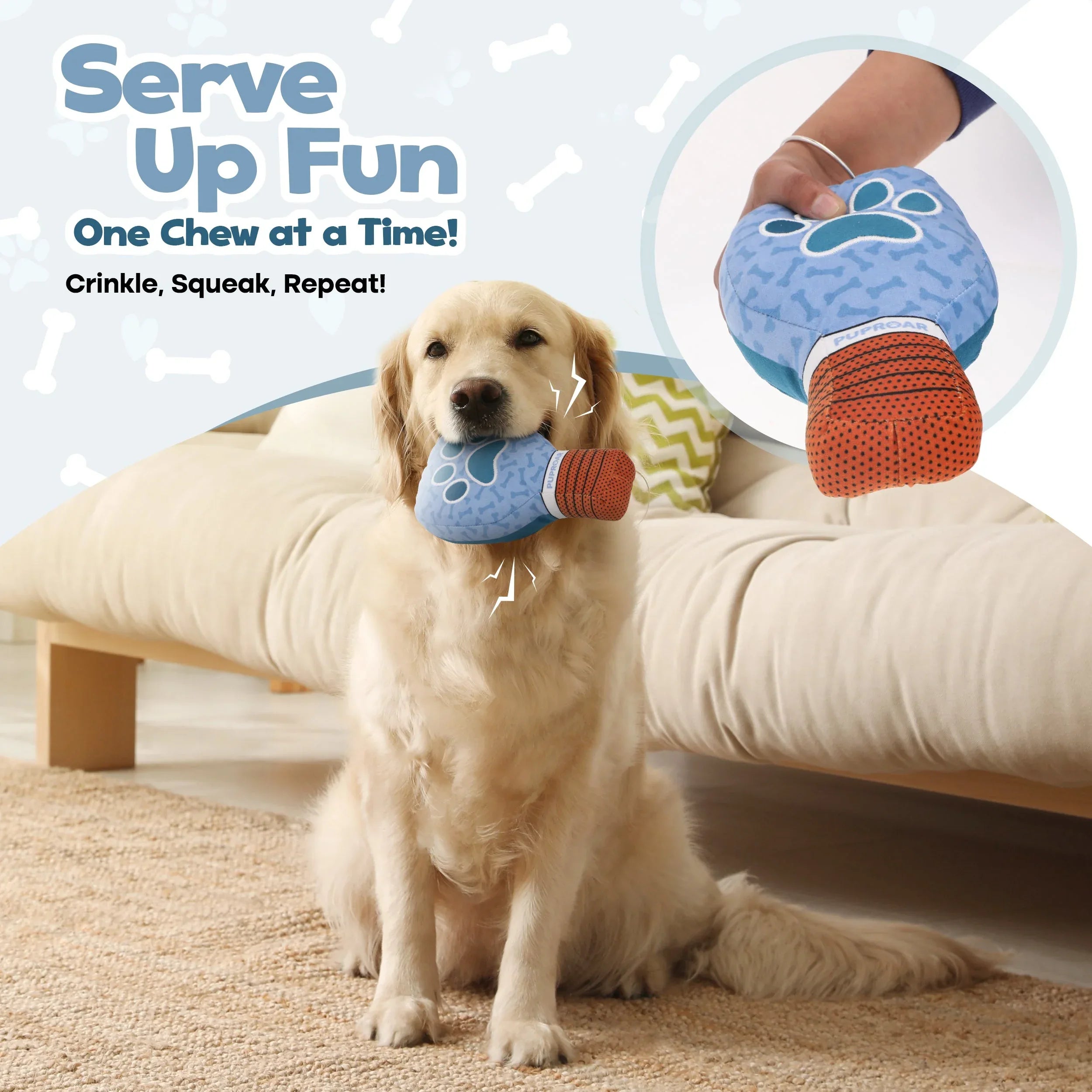 Pickleball Paddle Squeaky Crinkle Dog Toy 5 - MiniPaw Luxe