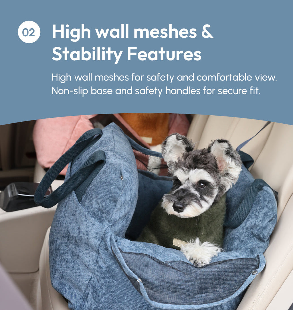 Puff Guard Dog Car Seat - Blue 16 - MiniPaw Luxe