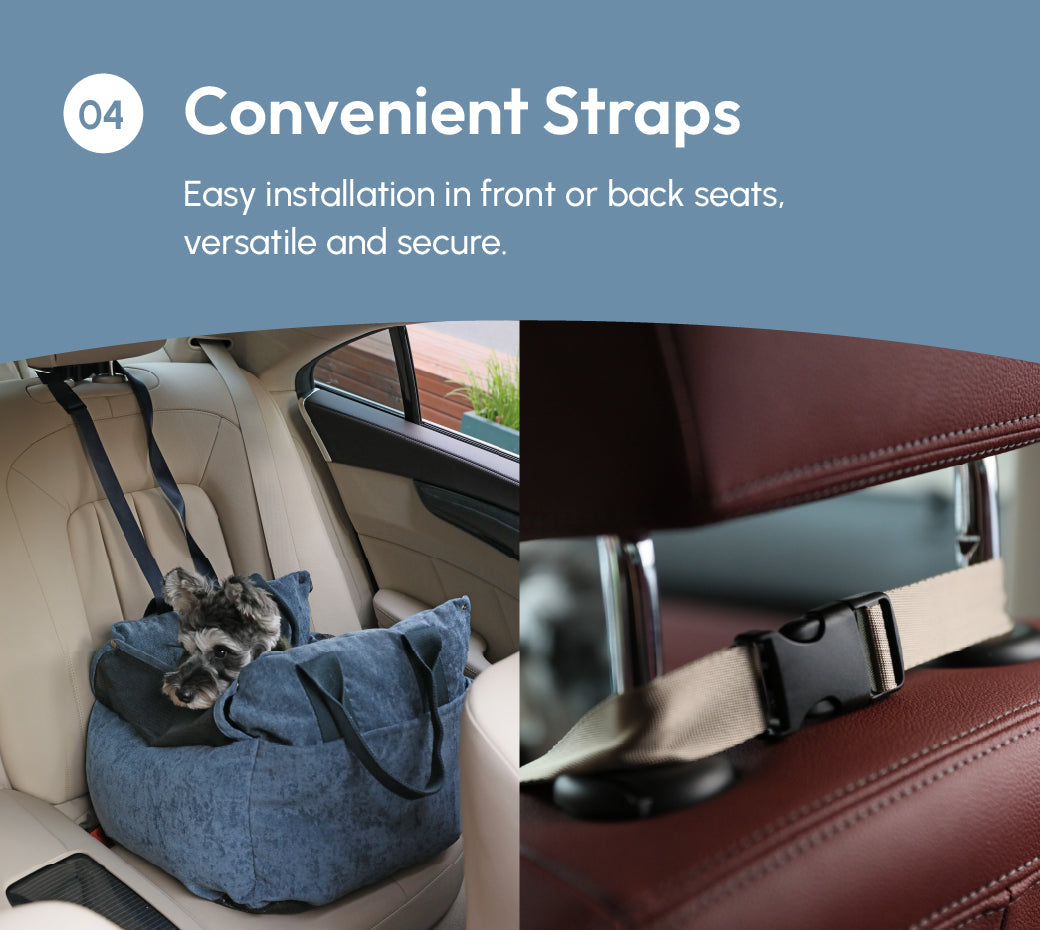 Puff Guard Dog Car Seat - Blue 18 - MiniPaw Luxe