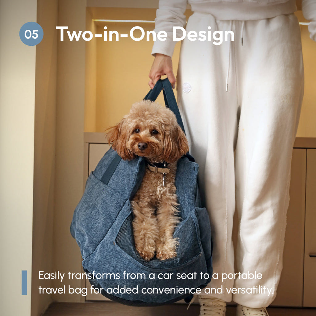 Puff Guard Dog Car Seat - Blue 19 - MiniPaw Luxe