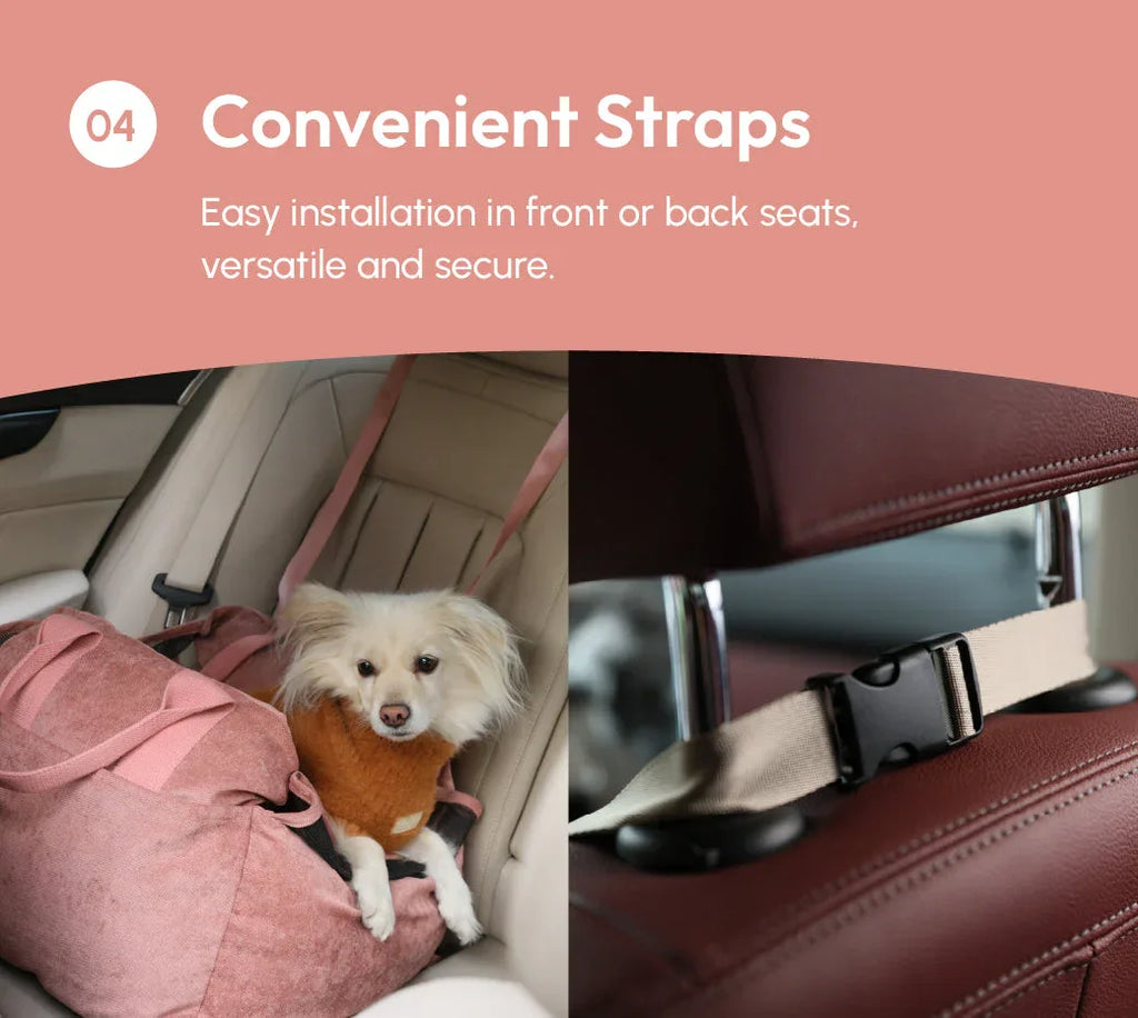 Puff Guard Dog Car Seat | Pink 19 - MiniPaw Luxe