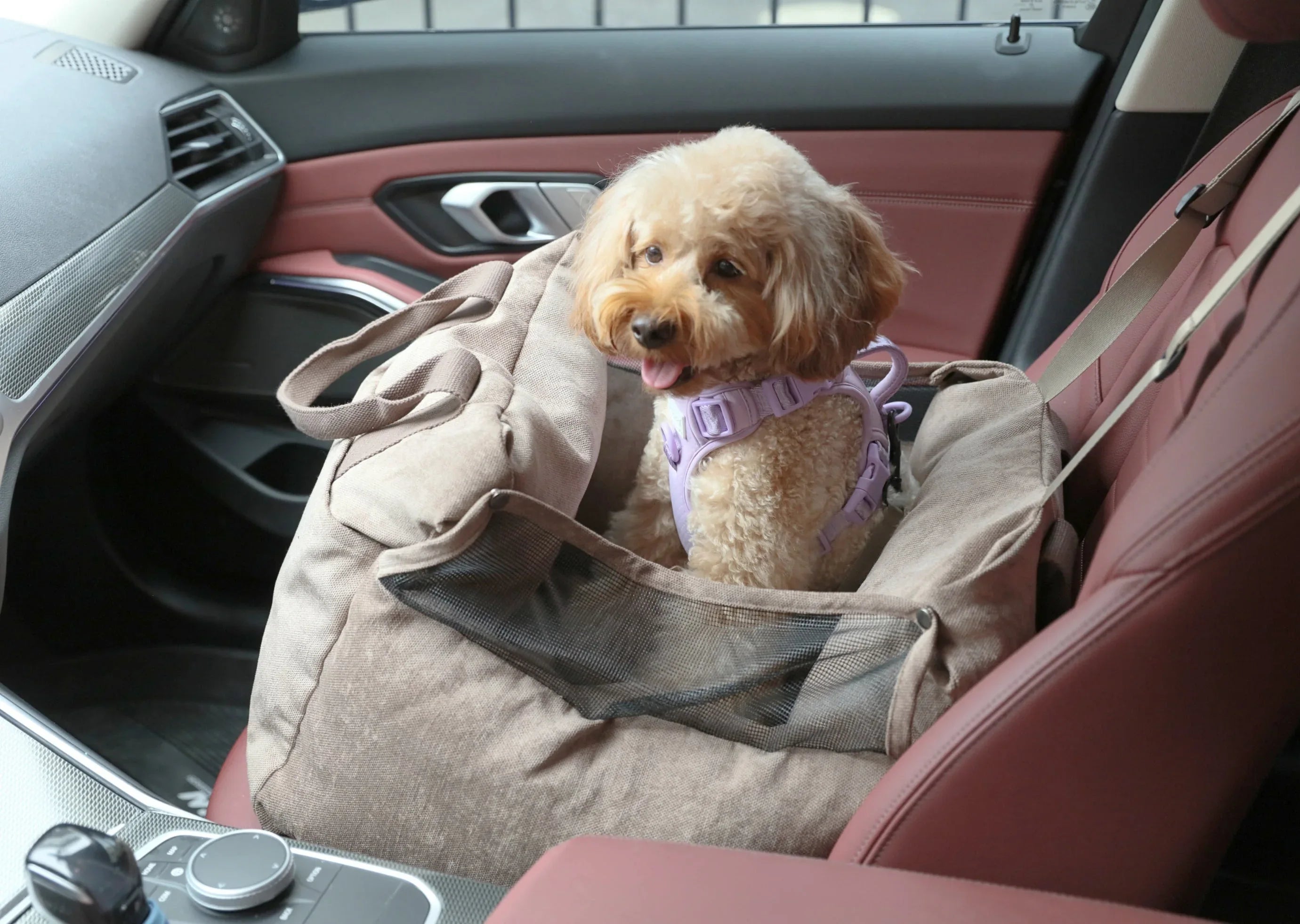 Puff Guard Dog Car Seat | Pink 2 - MiniPaw Luxe