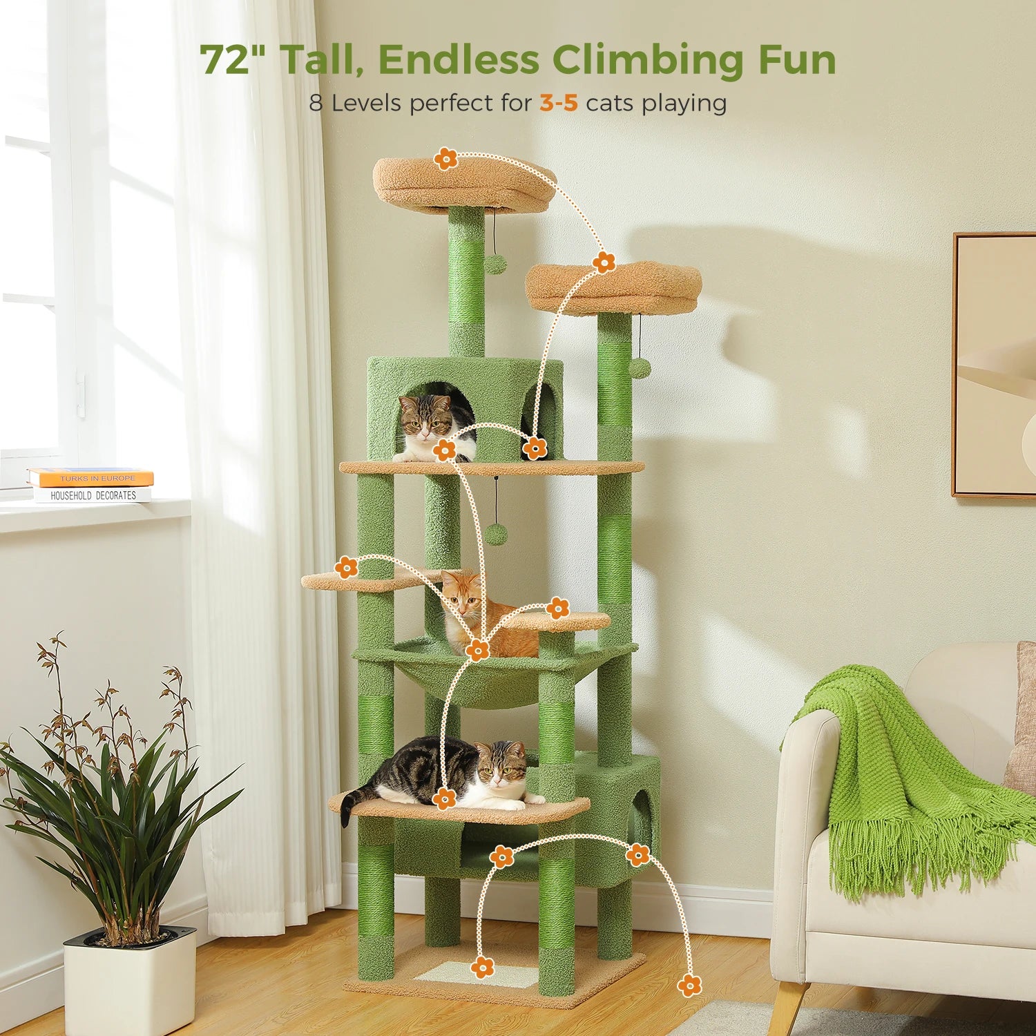 Luxury Multi-Level Cat Tower with Hammock