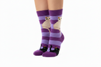 Purple Striped Socks | White Cat Black Cat