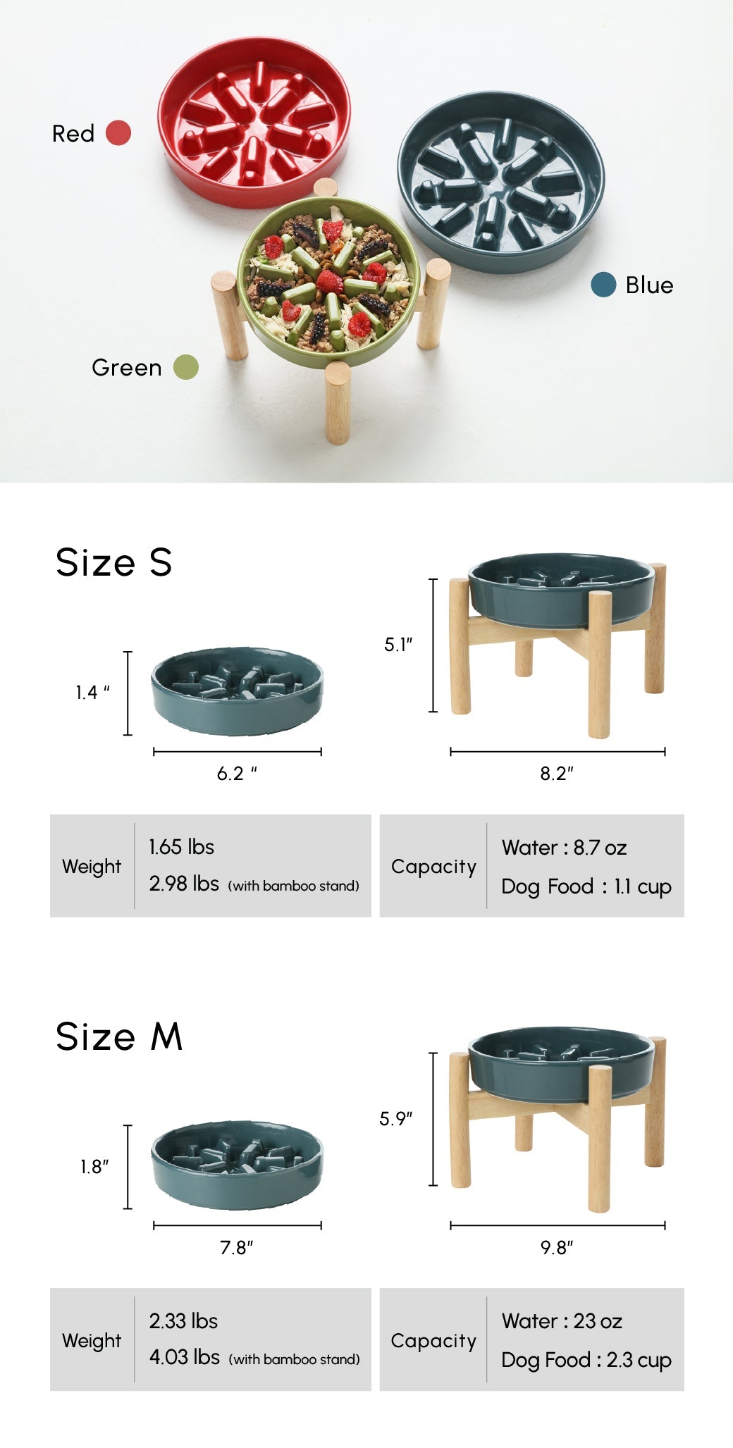 [Spark] Slow Feeder Dog Bowls - Red / Green / Blue 17 - MiniPaw Luxe