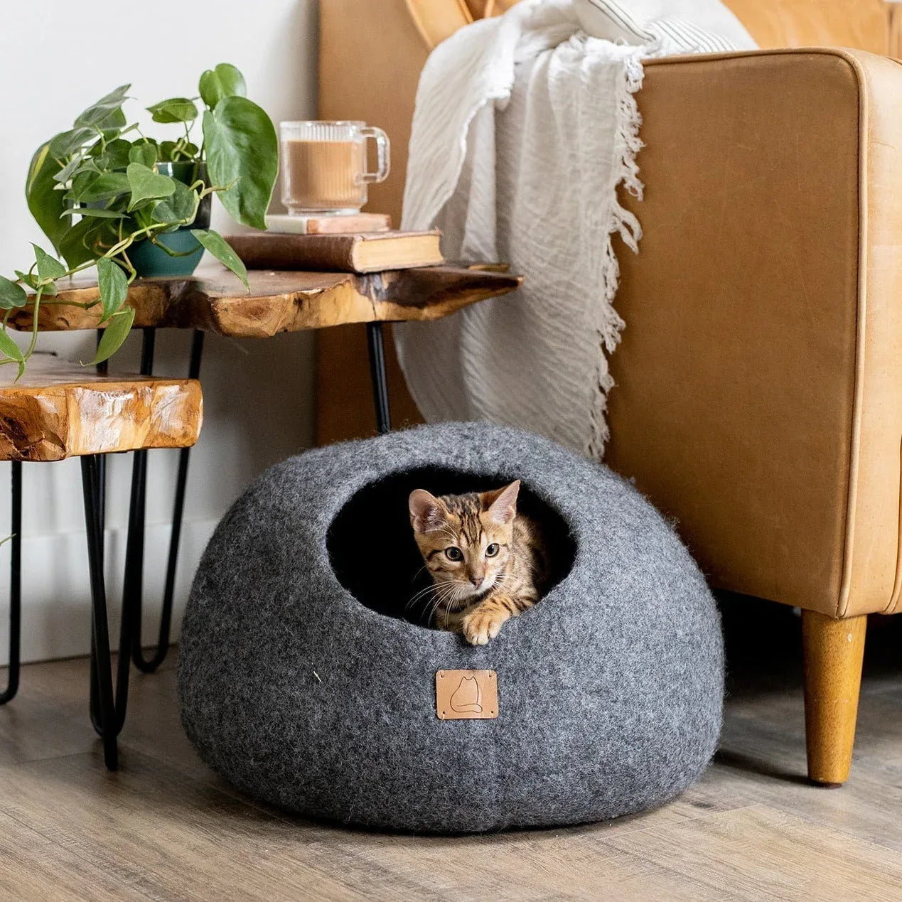 Stone Gray | Round Style Cave 1 - MiniPaw Luxe