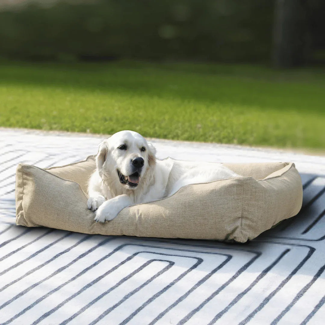 The Sammy Bolster Dog Bed | Flax 2 - MiniPaw Luxe
