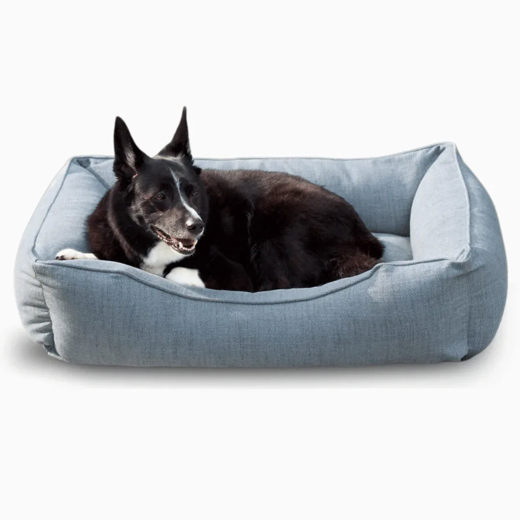 The Sammy Bolster Dog Bed | Mist Blue 1 - MiniPaw Luxe