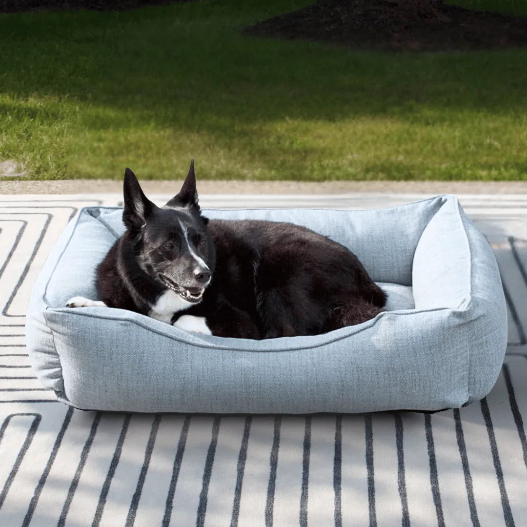 The Sammy Bolster Dog Bed | Mist Blue 2 - MiniPaw Luxe