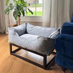 The Sammy Bolster Dog Bed | Sky Blue 3 - MiniPaw Luxe