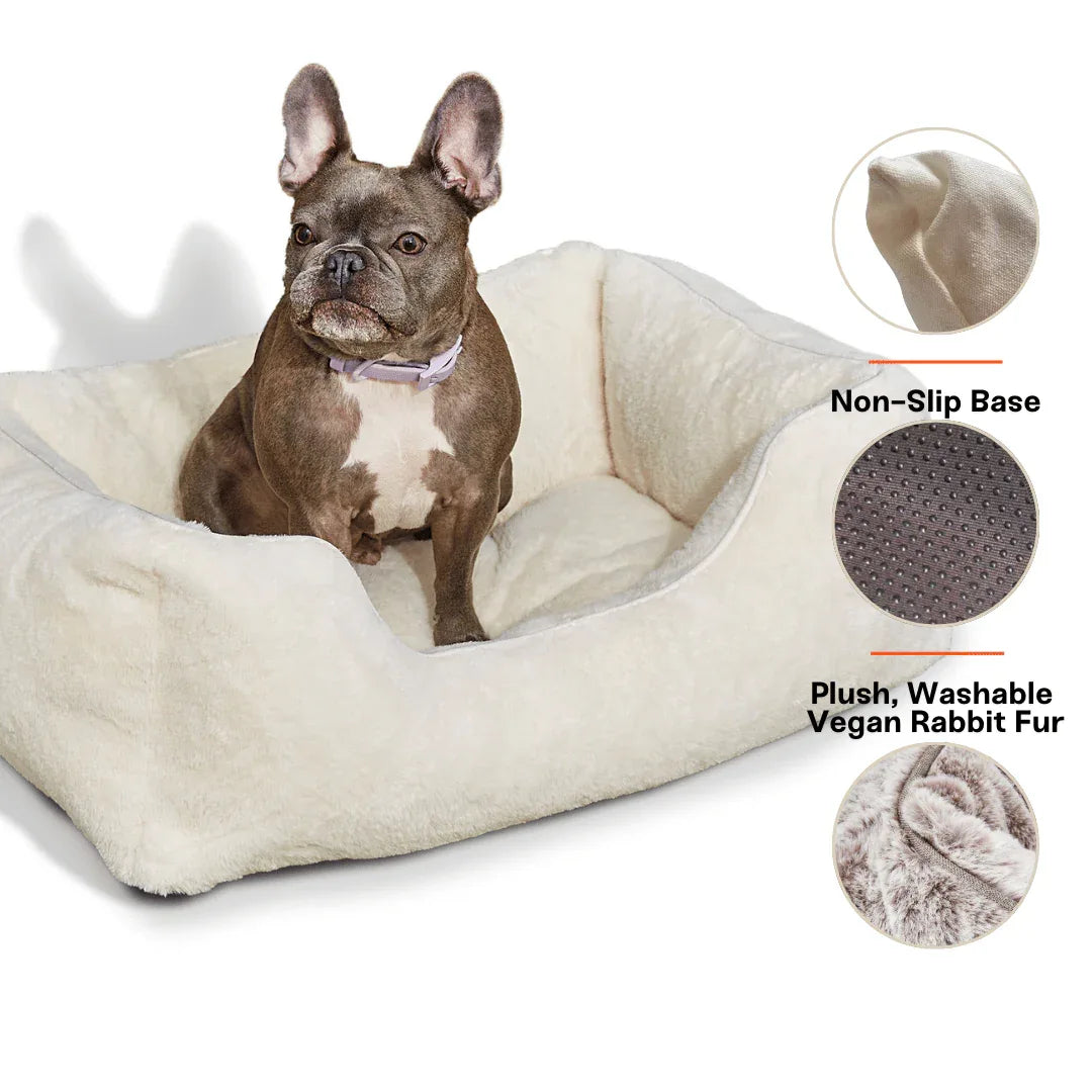 The Sammy Bolster Dog Bed | White 3 - MiniPaw Luxe