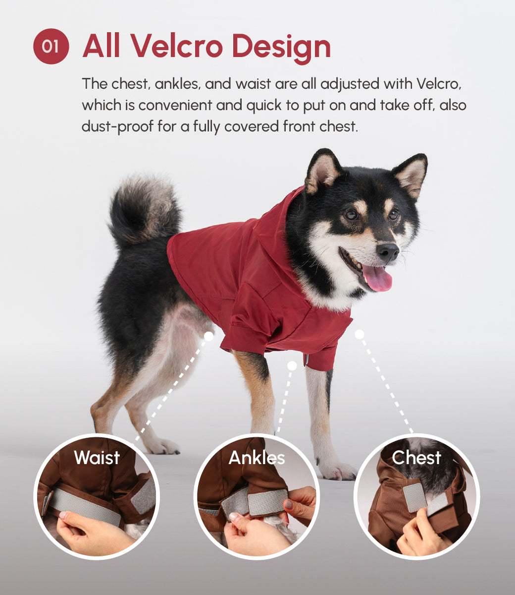 Tribeca Adjustable Velcro Raincoat | Burgundy 7 - MiniPaw Luxe
