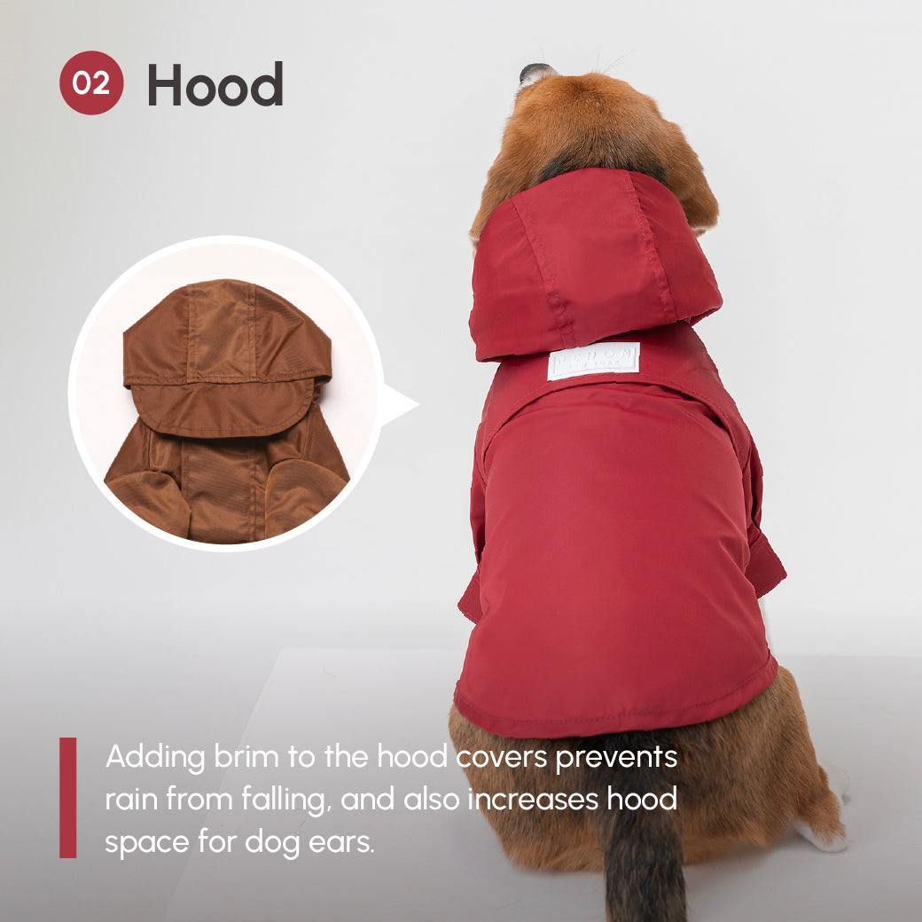 Tribeca Adjustable Velcro Raincoat | Burgundy 8 - MiniPaw Luxe