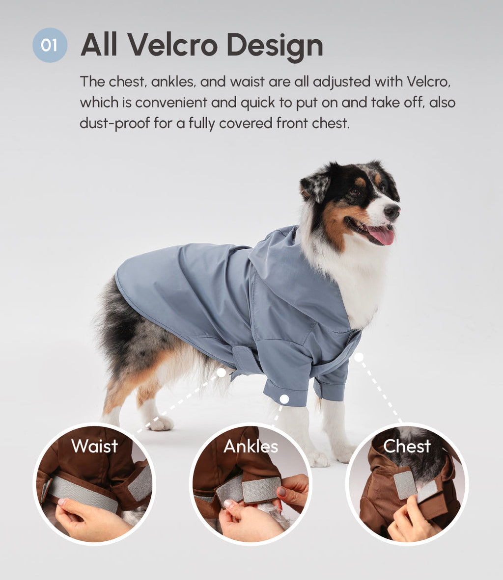 Tribeca Adjustable Velcro Raincoat | Light Blue 10 - MiniPaw Luxe
