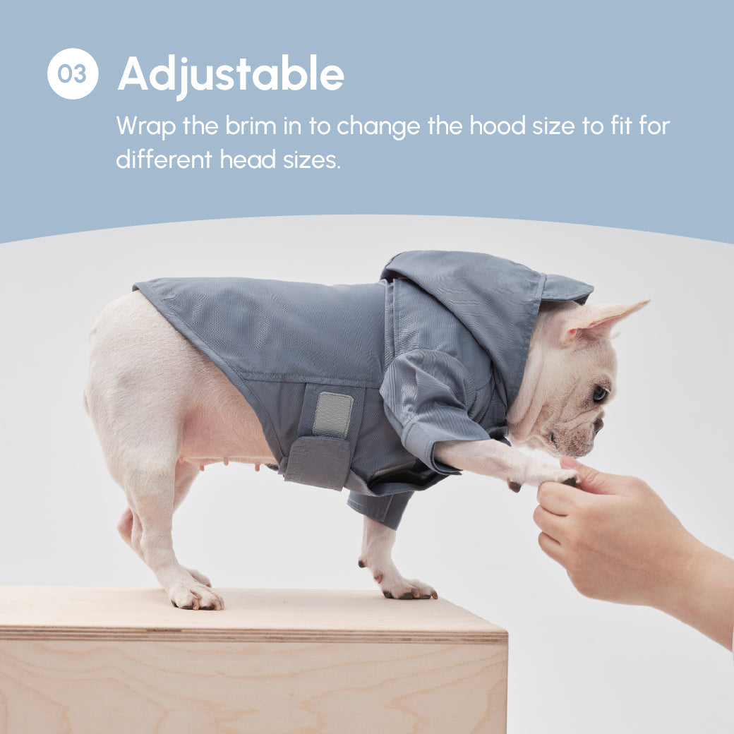 Tribeca Adjustable Velcro Raincoat | Light Blue 12 - MiniPaw Luxe