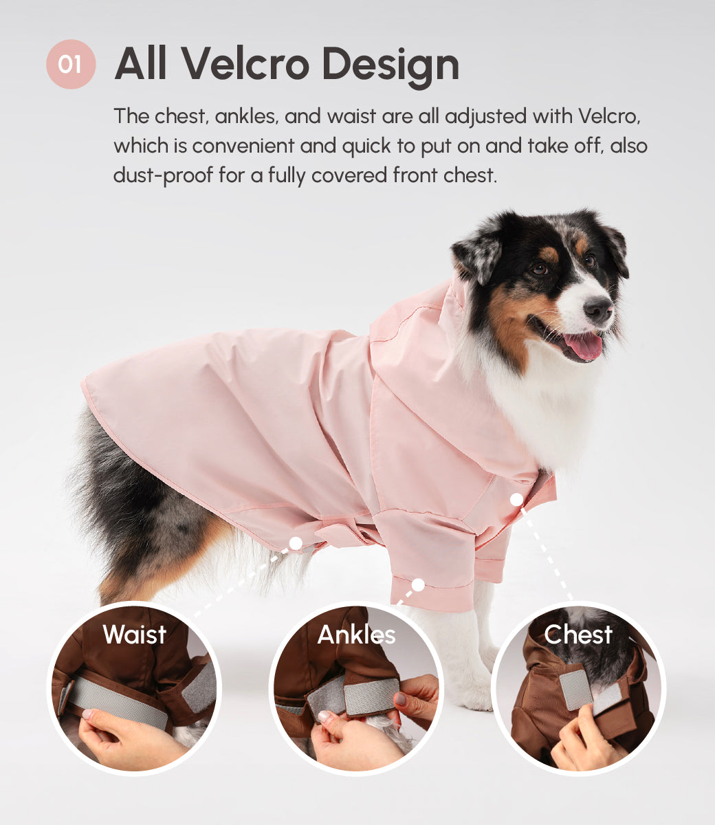Tribeca Adjustable Velcro Raincoat | Light Pink 9 - MiniPaw Luxe