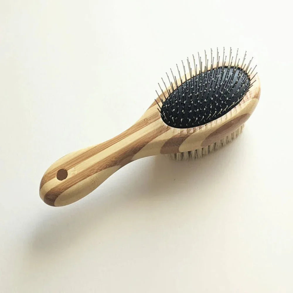 Two-Sided Pet Brush – Bristle & Wire for Shedding & Detangling 11 - MiniPaw Luxe