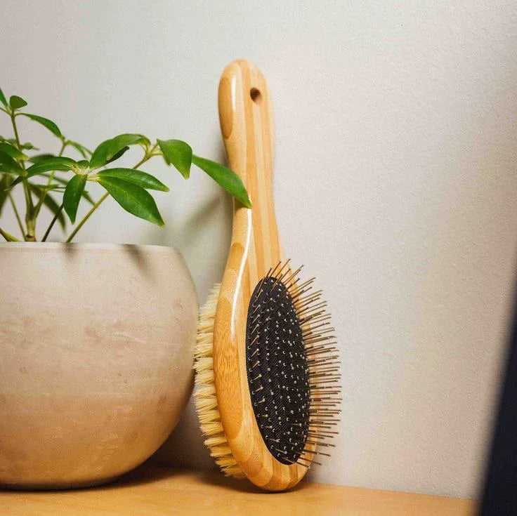 Two-Sided Pet Brush – Bristle & Wire for Shedding & Detangling 6 - MiniPaw Luxe