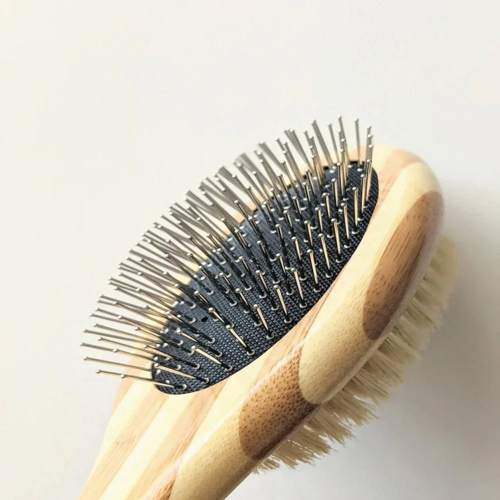 Two-Sided Pet Brush – Bristle & Wire for Shedding & Detangling 7 - MiniPaw Luxe