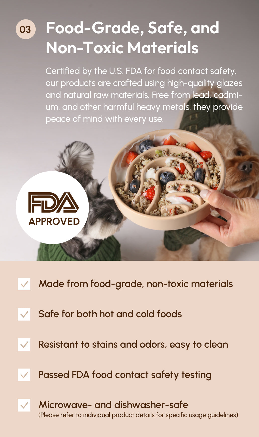[Wave] Slow Feeder Dog Bowls - Pink / Beige / Orange 14 - MiniPaw Luxe