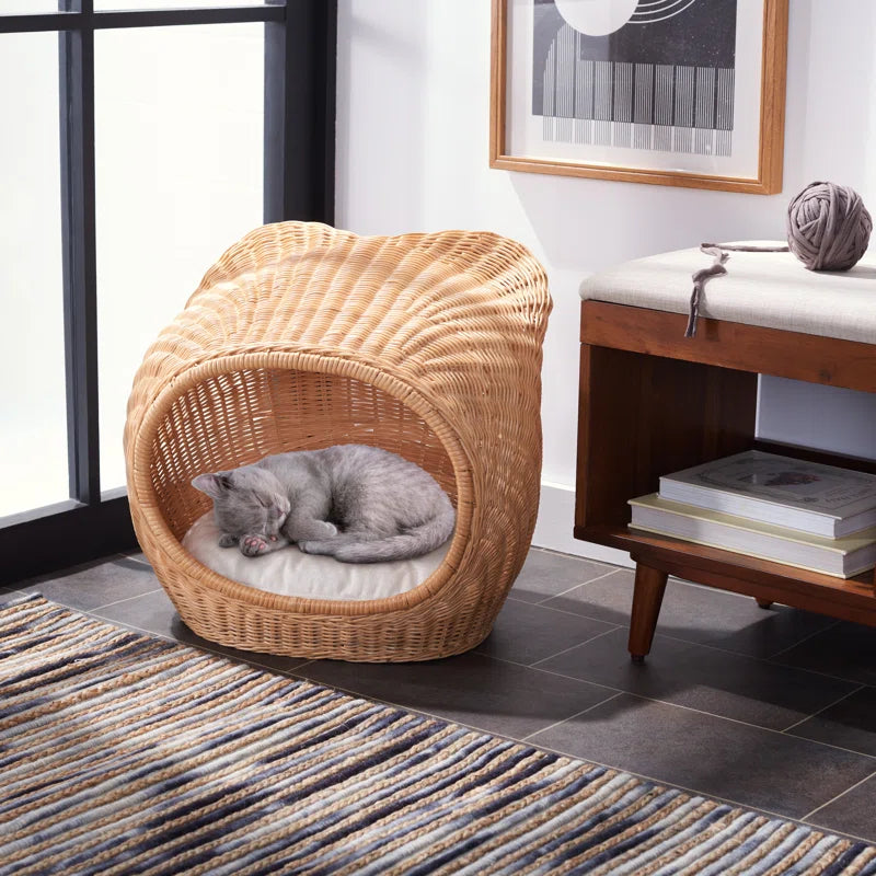 Woven Rattan Cat Cave Bed