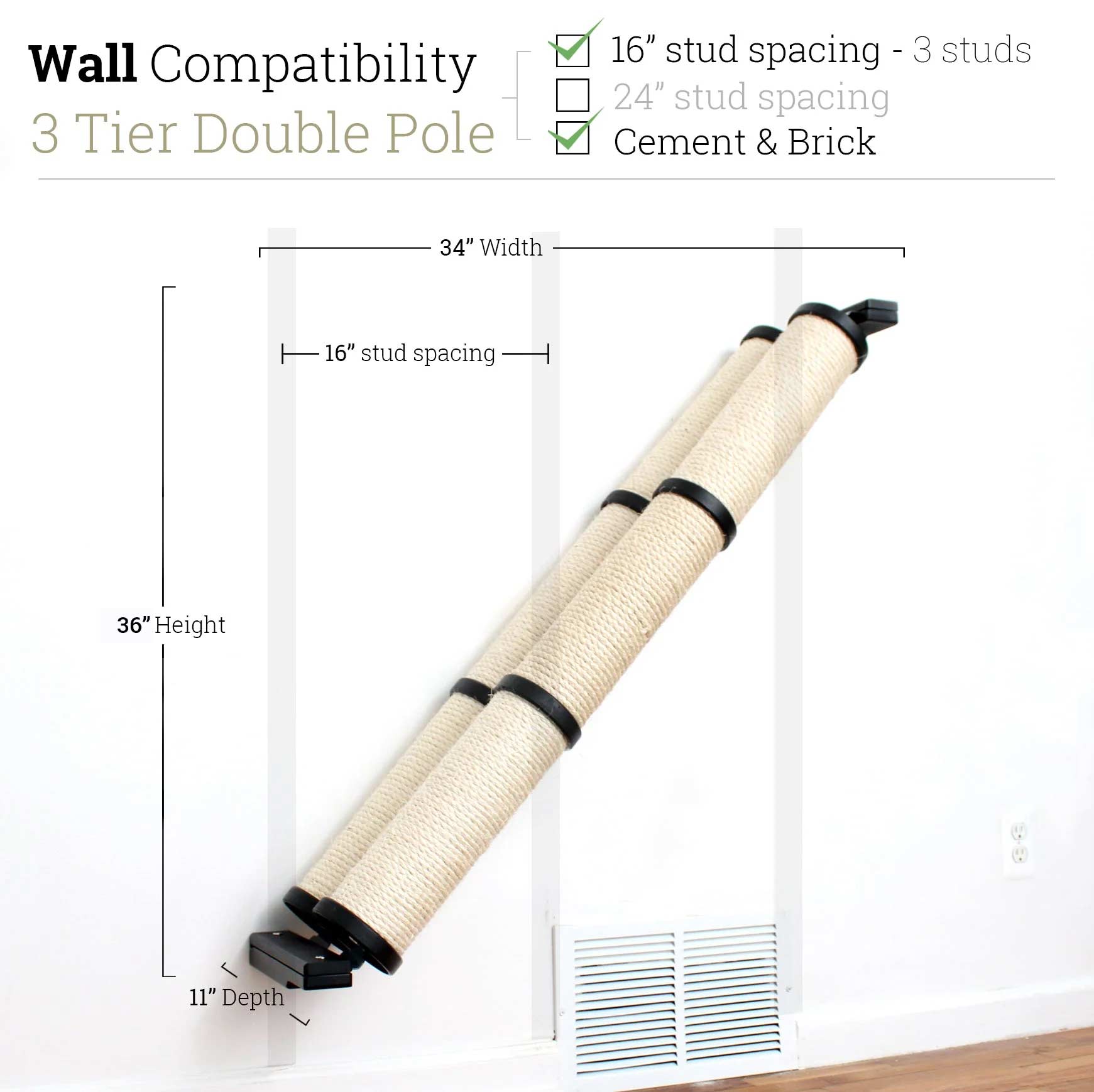 Slanted Cat Scratcher for Wall