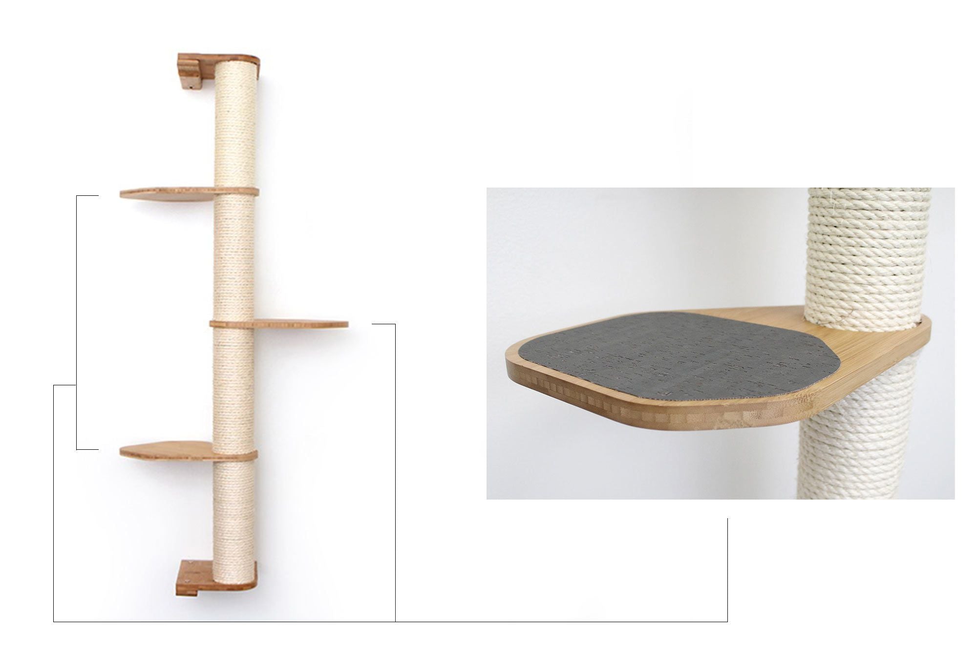 Wall Mounted Cat Climbing Pole - Sisal